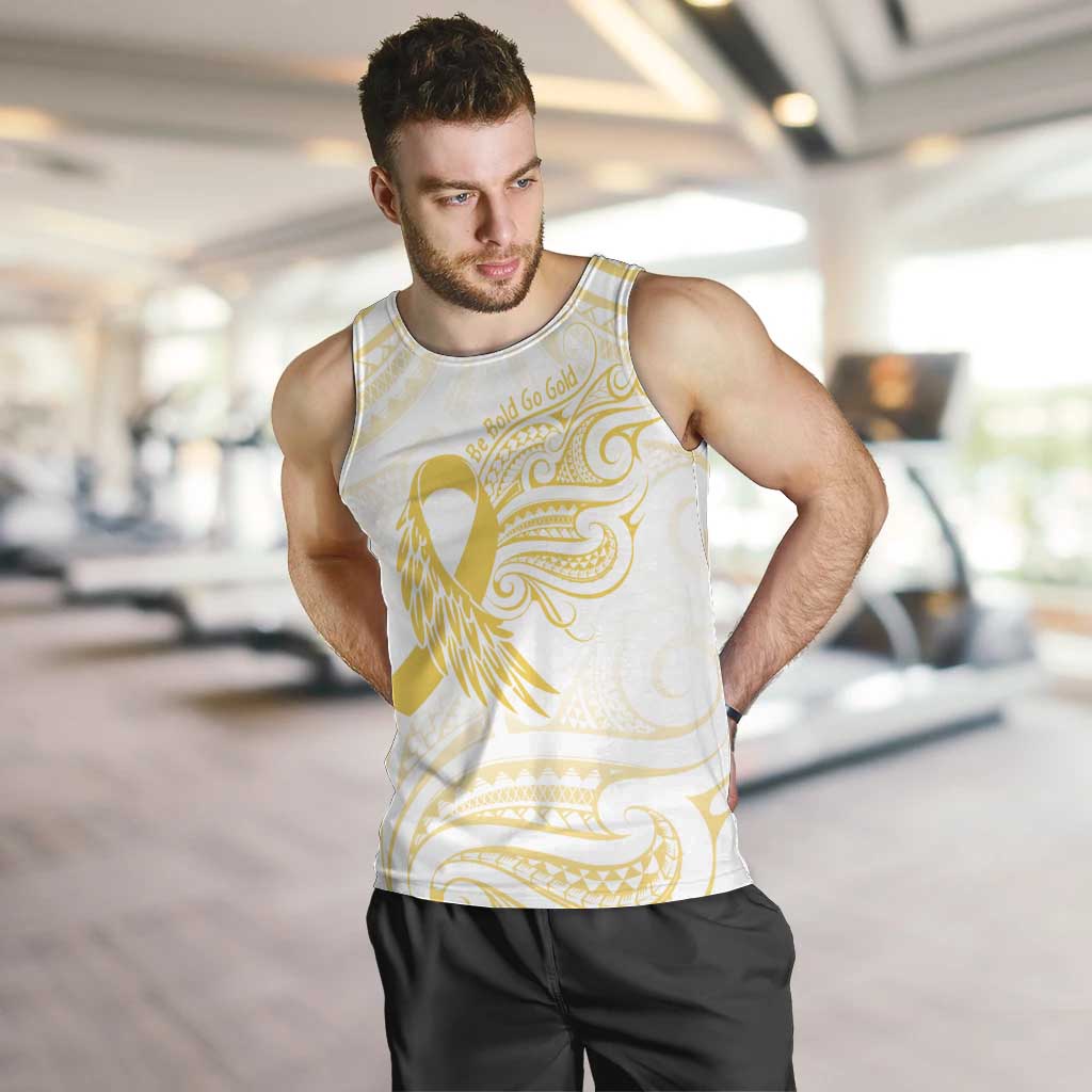 Be Bold Go Gold Polyneisan Ribbon Childhood Personalised Men Tank Top