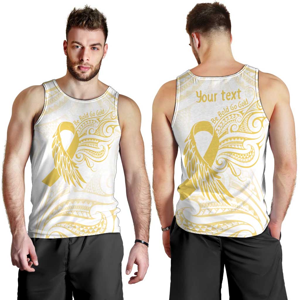 Be Bold Go Gold Polyneisan Ribbon Childhood Personalised Men Tank Top LT9 - Polynesian Pride