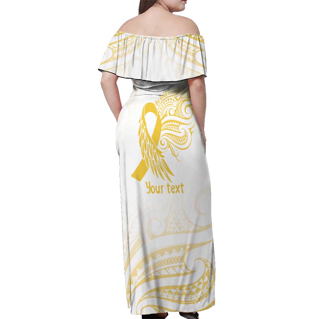 Be Bold Go Gold Polyneisan Ribbon Childhood Personalised Off Shoulder Maxi Dress LT9 - Polynesian Pride