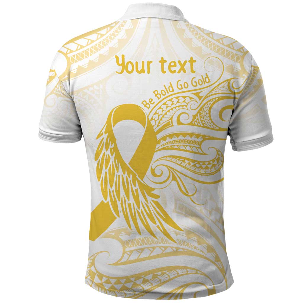 Be Bold Go Gold Polyneisan Ribbon Childhood Personalised Polo Shirt