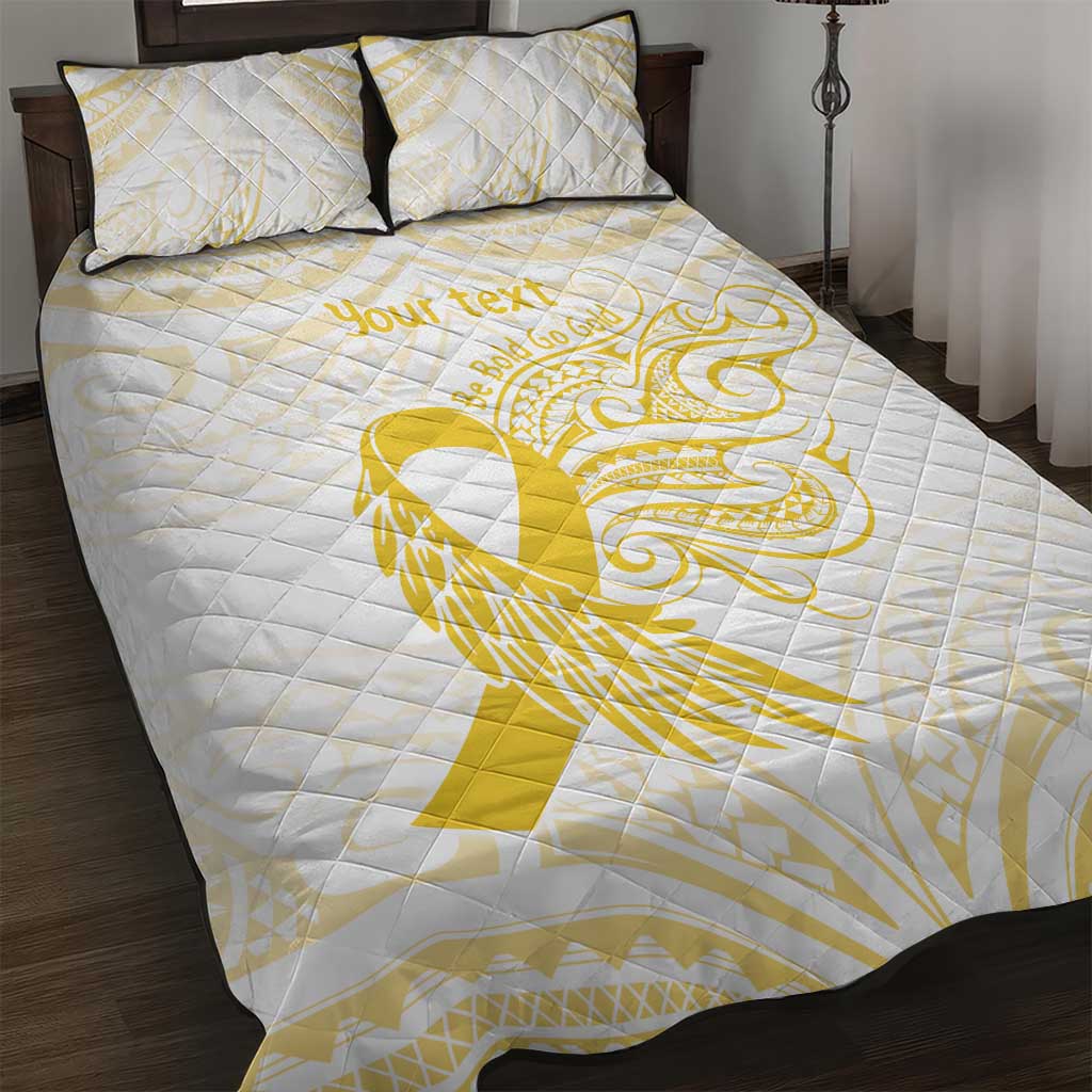 Be Bold Go Gold Polyneisan Ribbon Childhood Personalised Quilt Bed Set