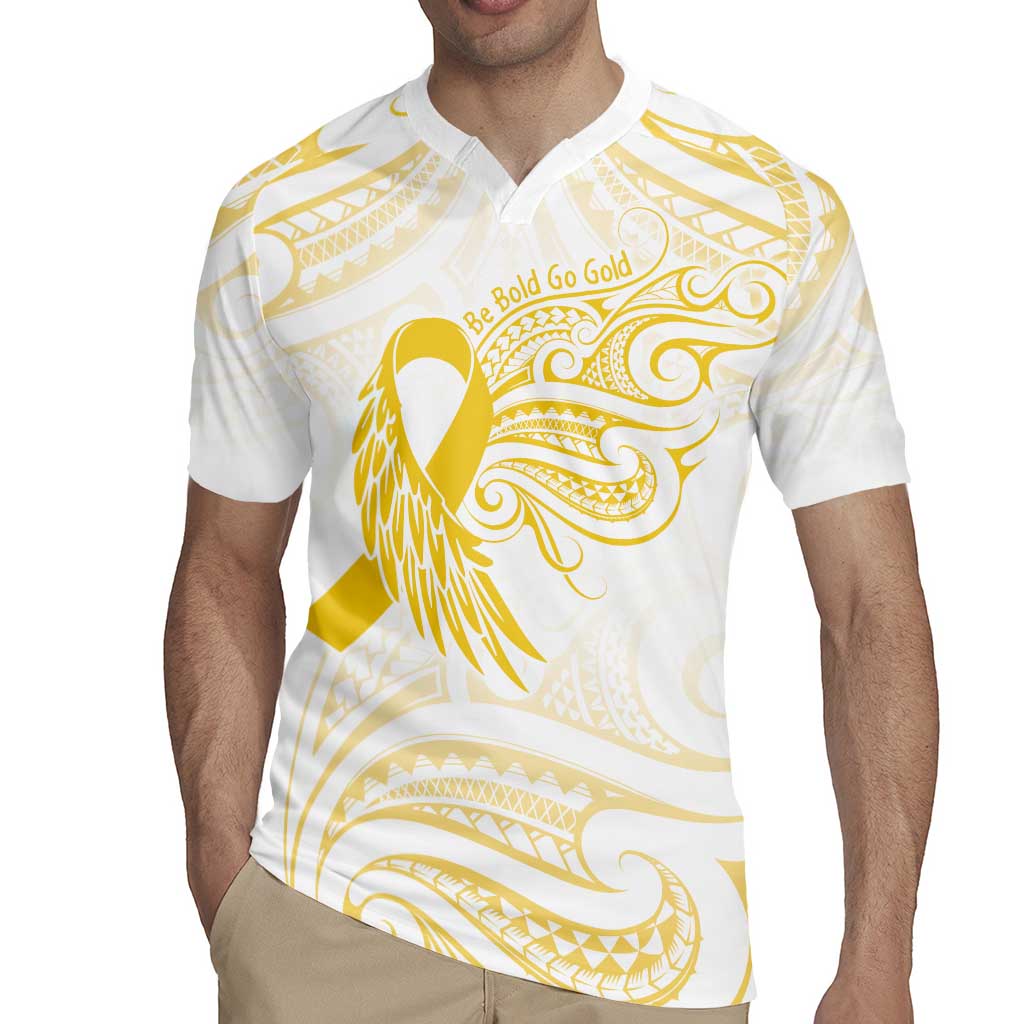 Be Bold Go Gold Polyneisan Ribbon Childhood Personalised Rugby Jersey LT9 - Polynesian Pride