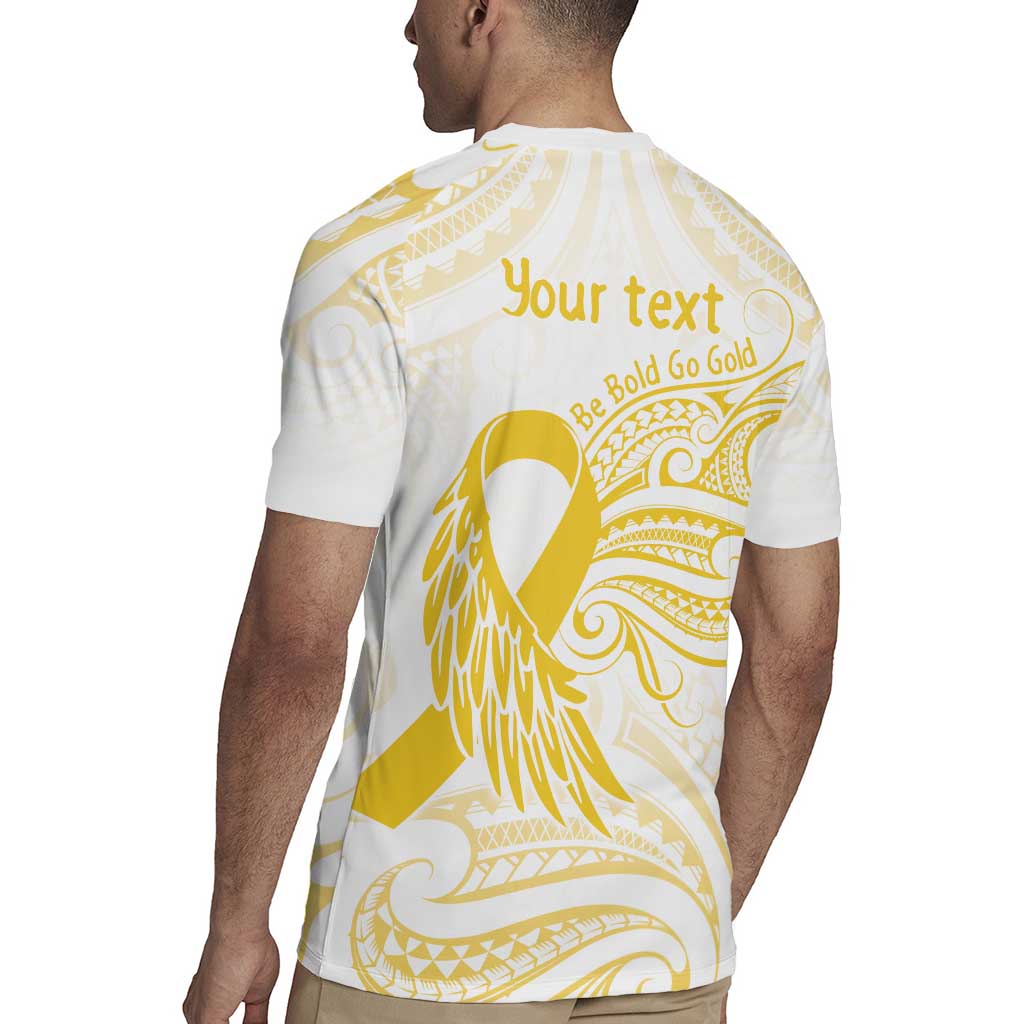 Be Bold Go Gold Polyneisan Ribbon Childhood Personalised Rugby Jersey LT9 - Polynesian Pride