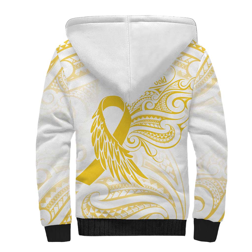 Be Bold Go Gold Polyneisan Ribbon Childhood Personalised Sherpa Hoodie LT9 - Polynesian Pride