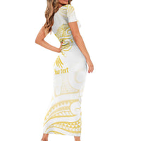 Be Bold Go Gold Polyneisan Ribbon Childhood Personalised Short Sleeve Bodycon Dress