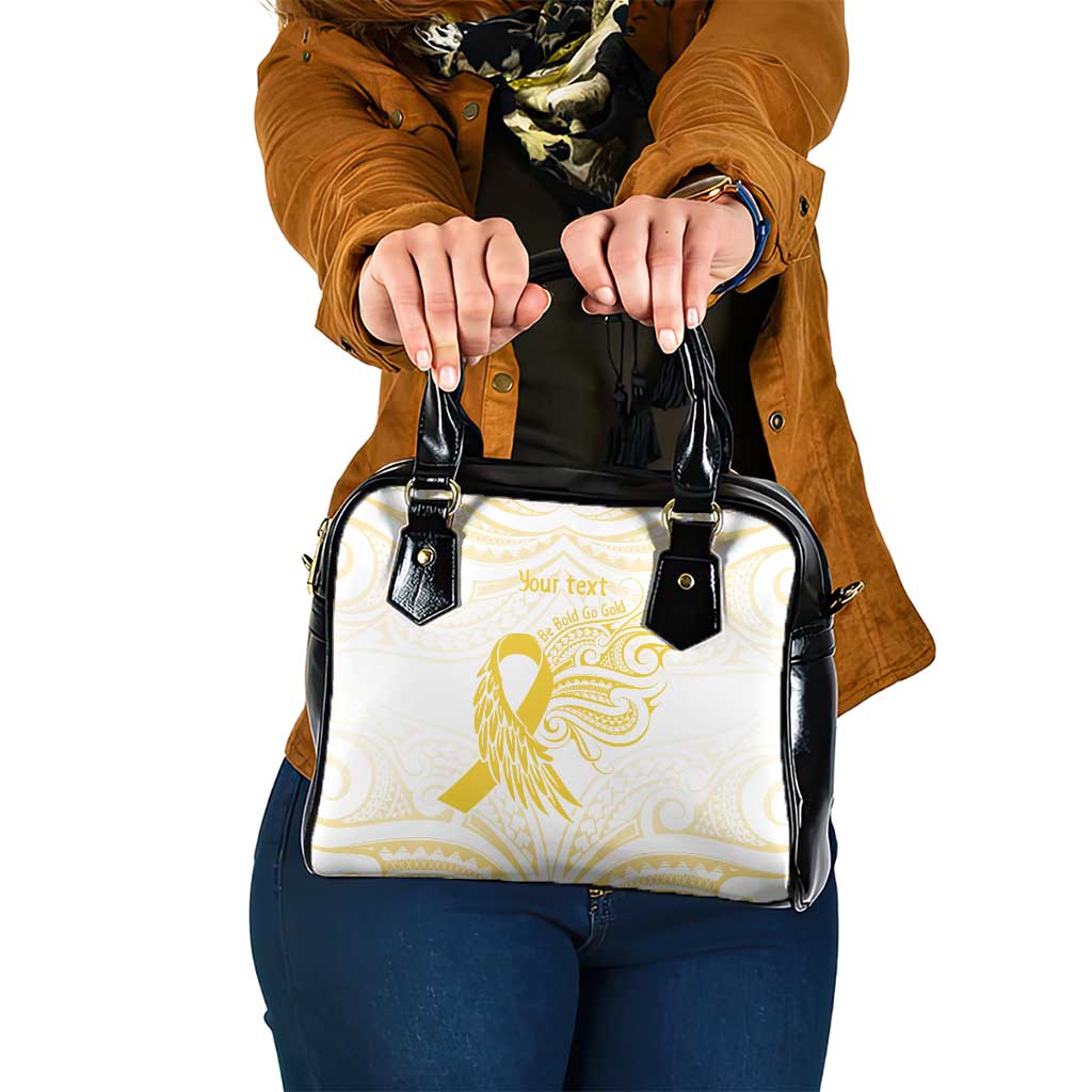 Be Bold Go Gold Polyneisan Ribbon Childhood Personalised Shoulder Handbag