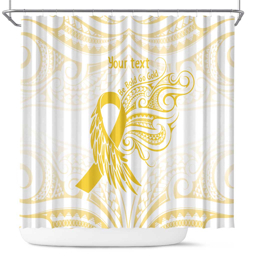 Be Bold Go Gold Polyneisan Ribbon Childhood Personalised Shower Curtain