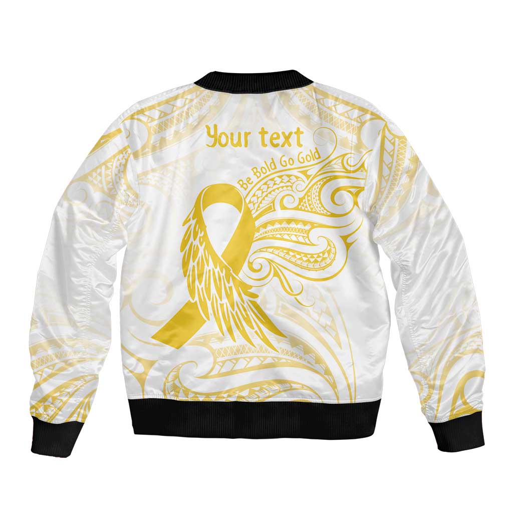 Be Bold Go Gold Polyneisan Ribbon Childhood Personalised Sleeve Zip Bomber Jacket