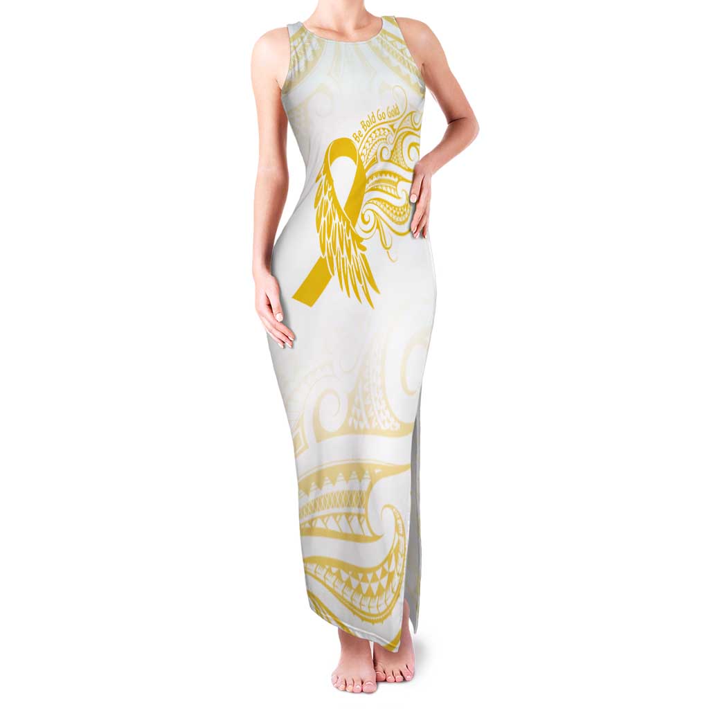 Be Bold Go Gold Polyneisan Ribbon Childhood Personalised Tank Maxi Dress LT9 Women Gold - Polynesian Pride