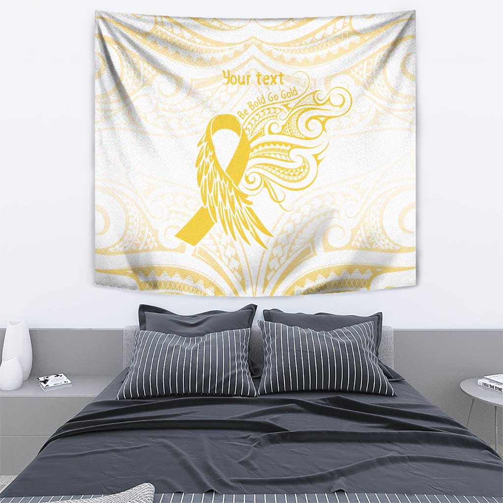 Be Bold Go Gold Polyneisan Ribbon Childhood Personalised Tapestry