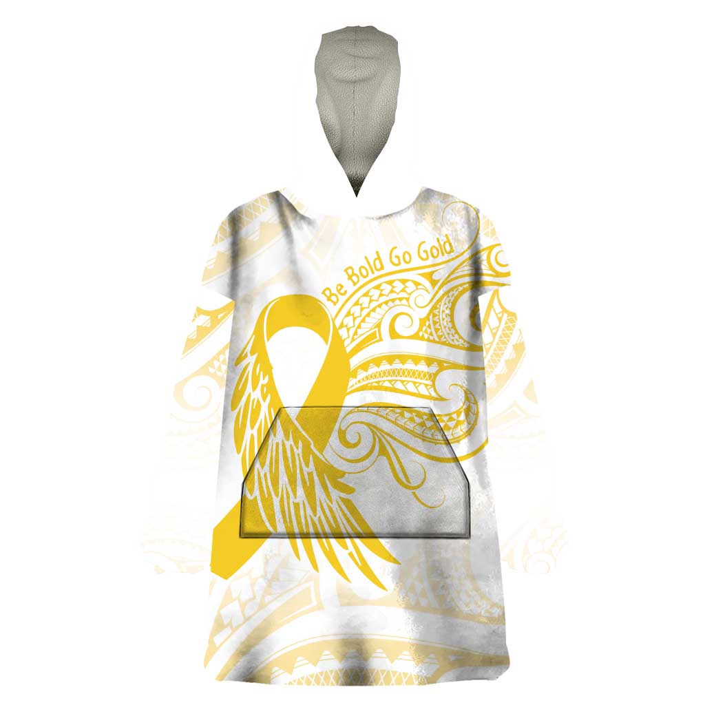 Be Bold Go Gold Polyneisan Ribbon Childhood Personalised Wearable Blanket Hoodie LT9 One Size Gold - Polynesian Pride