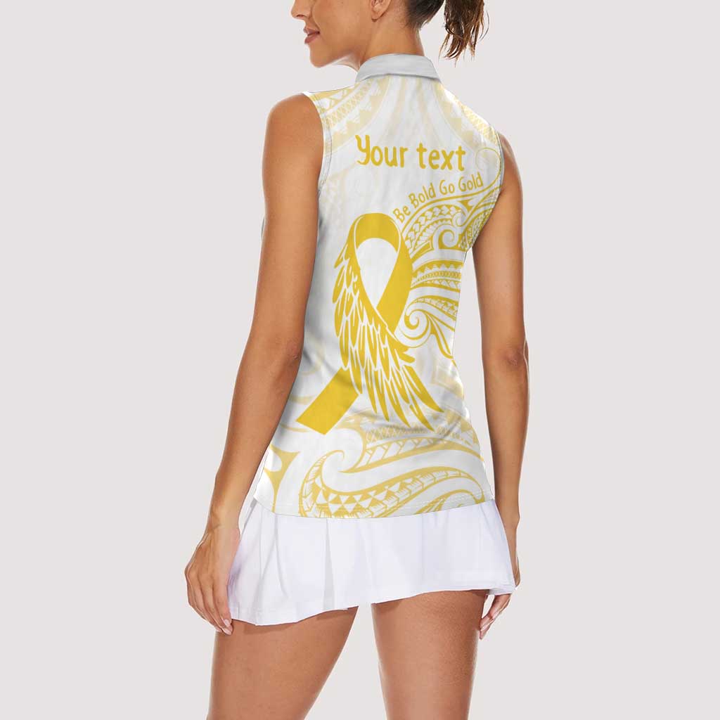 Be Bold Go Gold Polyneisan Ribbon Childhood Personalised Women Sleeveless Polo Shirt