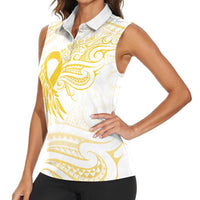 Be Bold Go Gold Polyneisan Ribbon Childhood Personalised Women Sleeveless Polo Shirt