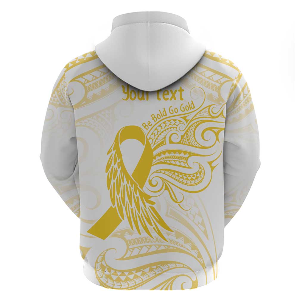 Be Bold Go Gold Polyneisan Ribbon Childhood Personalised Zip Hoodie
