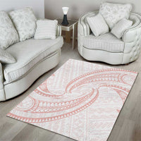 White Sunday Lotu Tamaiti Area Rug Polynesian Wave Pastel Blush - Polynesian Pride