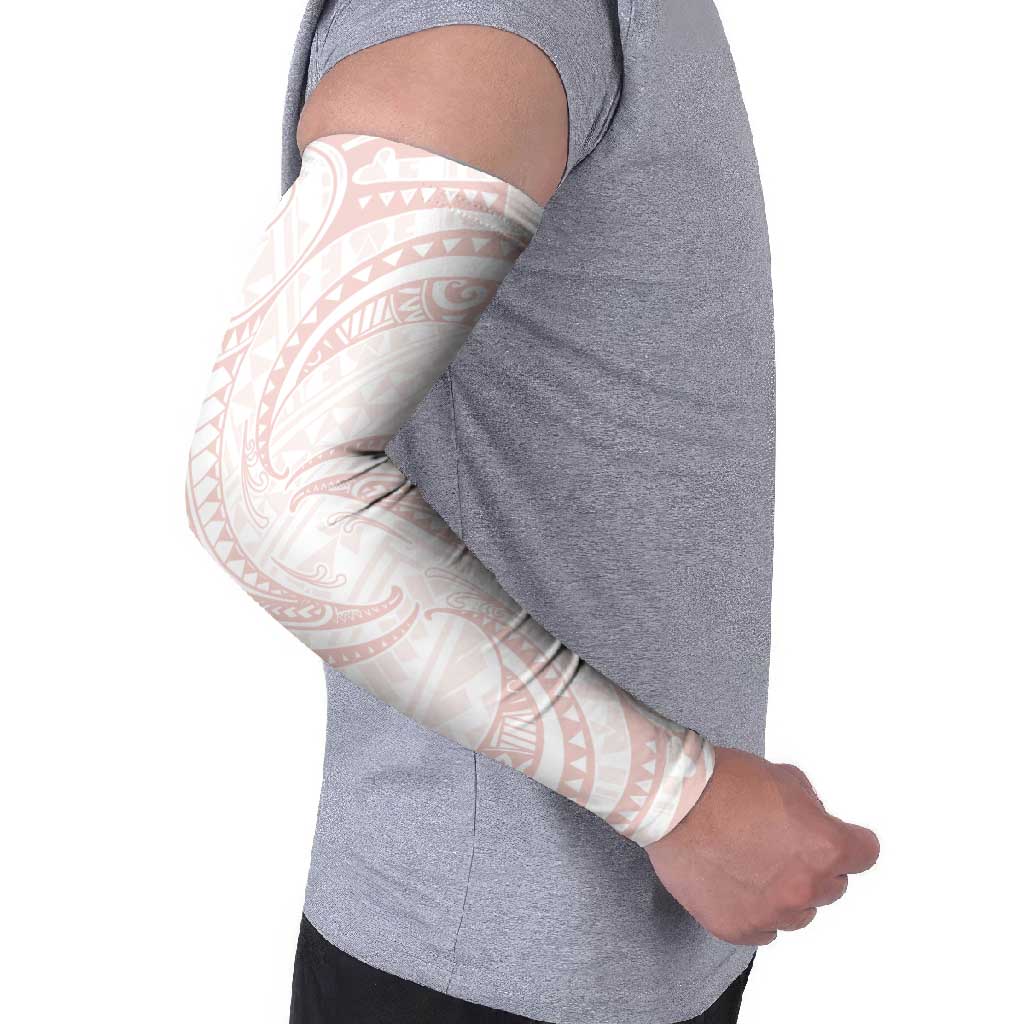 White Sunday Lotu Tamaiti Arm Sleeves Polynesian Wave Pastel Blush LT9 - Polynesian Pride