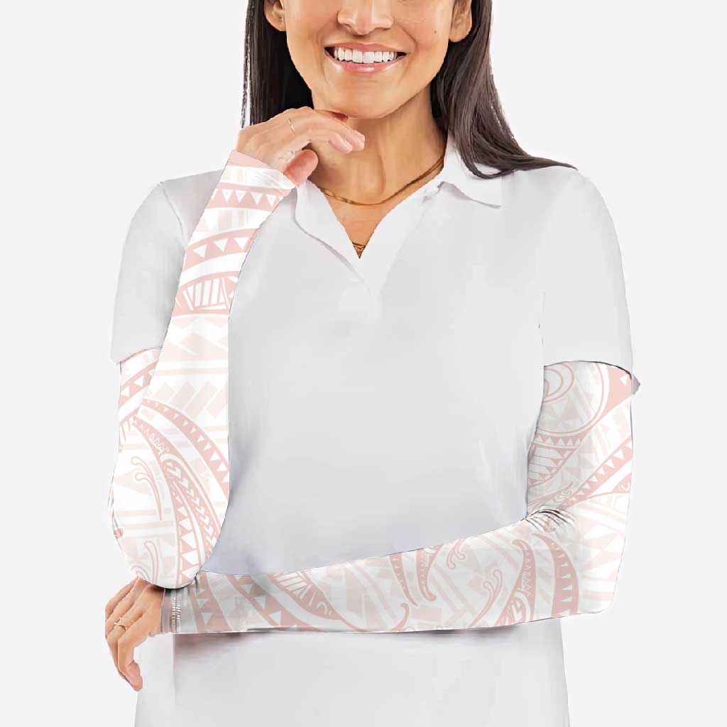 White Sunday Lotu Tamaiti Arm Sleeves Polynesian Wave Pastel Blush LT9 - Polynesian Pride