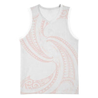 White Sunday Lotu Tamaiti Basketball Jersey Polynesian Wave Pastel Blush LT9 Unisex Blush - Polynesian Pride