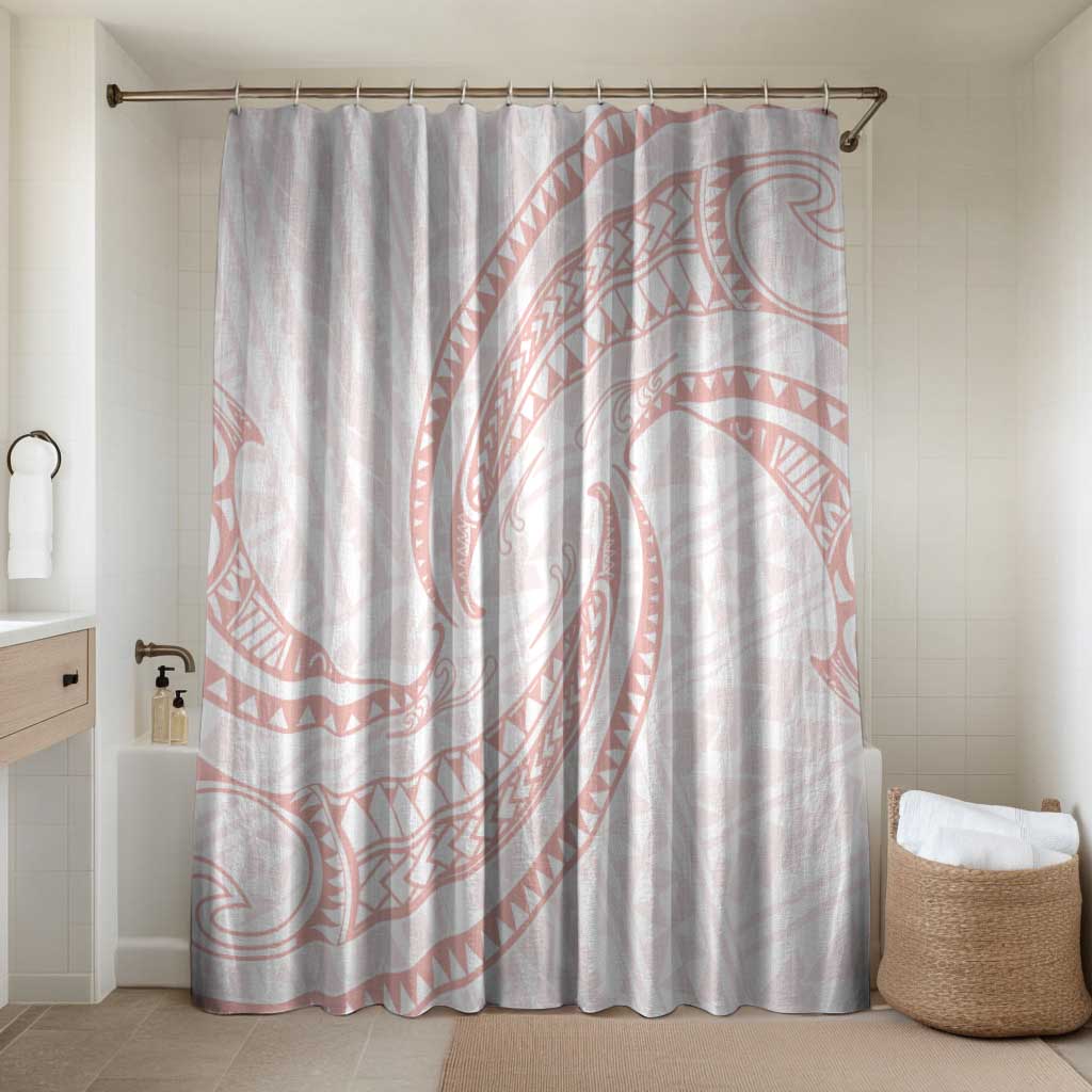 White Sunday Lotu Tamaiti Bathroom Set Polynesian Wave Pastel Blush - Polynesian Pride