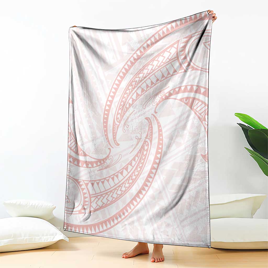 White Sunday Lotu Tamaiti Blanket Polynesian Wave Pastel Blush - Polynesian Pride