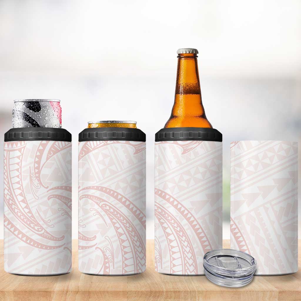 White Sunday Lotu Tamaiti 4 in 1 Can Cooler Tumbler Polynesian Wave Pastel Blush LT9 - Polynesian Pride