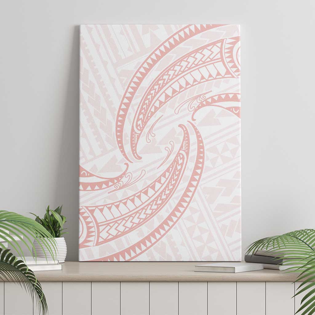 White Sunday Lotu Tamaiti Canvas Wall Art Polynesian Wave Pastel Blush LT9 - Polynesian Pride