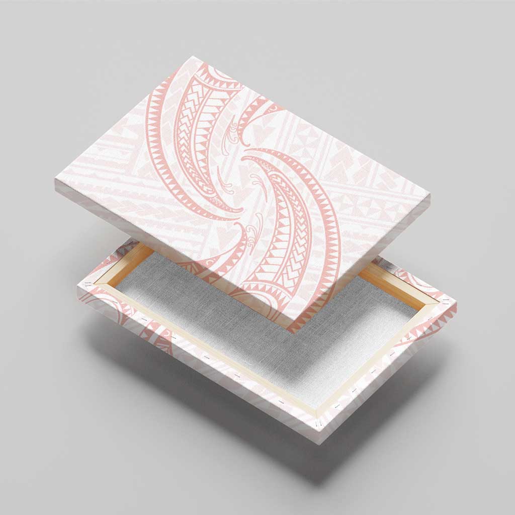 White Sunday Lotu Tamaiti Canvas Wall Art Polynesian Wave Pastel Blush LT9 - Polynesian Pride