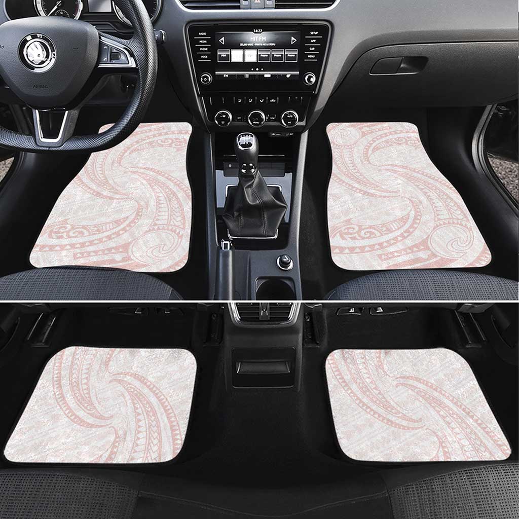 White Sunday Lotu Tamaiti Car Mats Polynesian Wave Pastel Blush LT9 Set 4pcs Blush - Polynesian Pride