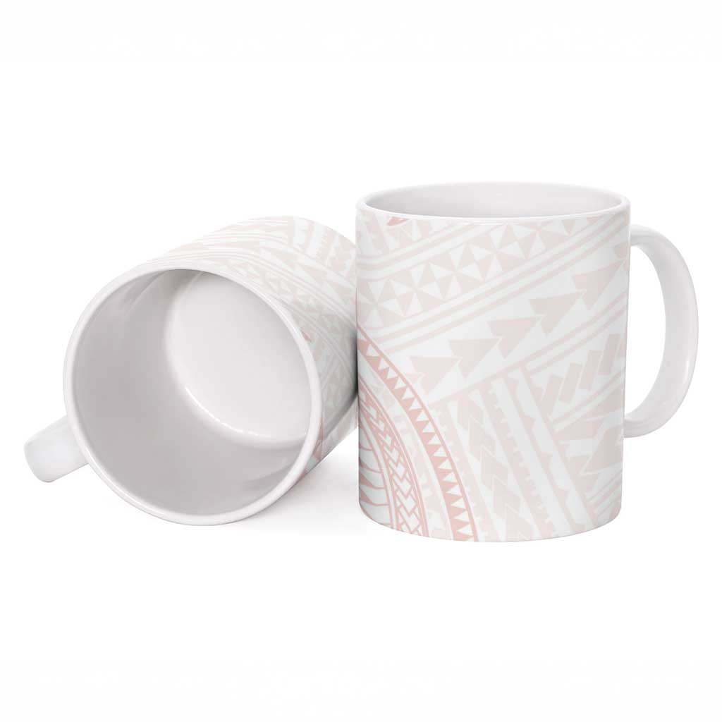White Sunday Lotu Tamaiti Ceramic Mug Polynesian Wave Pastel Blush - Polynesian Pride