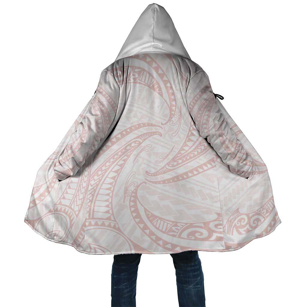 White Sunday Lotu Tamaiti Cloak Polynesian Wave Pastel Blush - Polynesian Pride