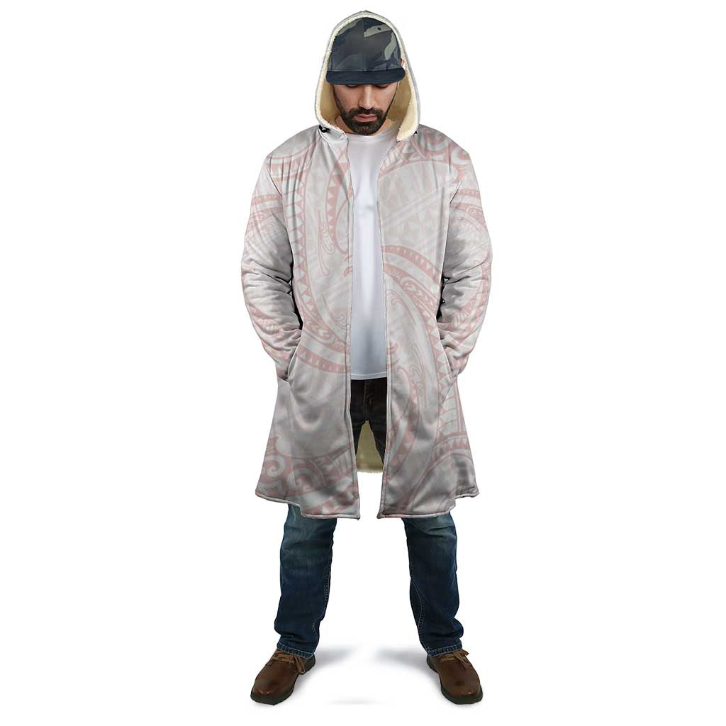 White Sunday Lotu Tamaiti Cloak Polynesian Wave Pastel Blush - Polynesian Pride