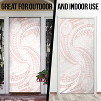 White Sunday Lotu Tamaiti Door Cover Polynesian Wave Pastel Blush - Polynesian Pride