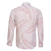 White Sunday Lotu Tamaiti Family Matching Long Sleeve Bodycon Dress and Hawaiian Shirt Polynesian Wave Pastel Blush - Polynesian Pride
