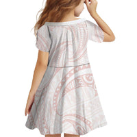 White Sunday Lotu Tamaiti Family Matching Off The Shoulder Long Sleeve Dress and Hawaiian Shirt Polynesian Wave Pastel Blush - Polynesian Pride