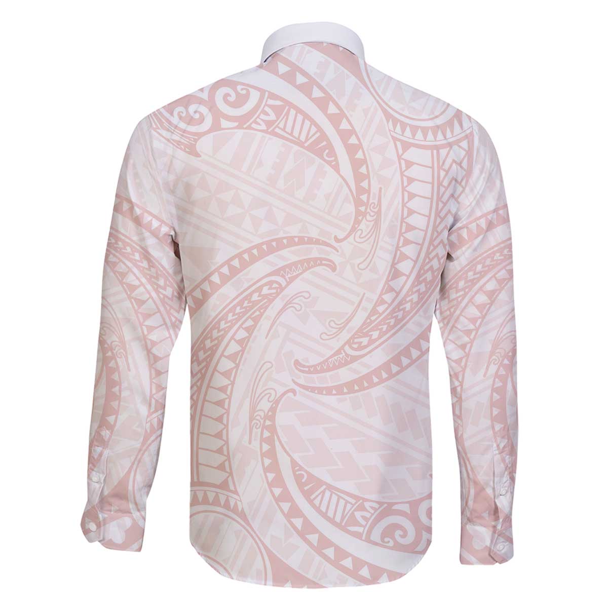 White Sunday Lotu Tamaiti Family Matching Off The Shoulder Long Sleeve Dress and Hawaiian Shirt Polynesian Wave Pastel Blush - Polynesian Pride
