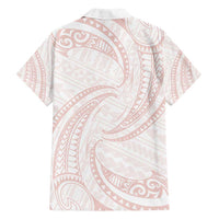 White Sunday Lotu Tamaiti Family Matching Puletasi and Hawaiian Shirt Polynesian Wave Pastel Blush - Polynesian Pride