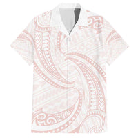 White Sunday Lotu Tamaiti Family Matching Short Sleeve Bodycon Dress and Hawaiian Shirt Polynesian Wave Pastel Blush - Polynesian Pride