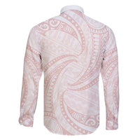 White Sunday Lotu Tamaiti Family Matching Short Sleeve Bodycon Dress and Hawaiian Shirt Polynesian Wave Pastel Blush - Polynesian Pride