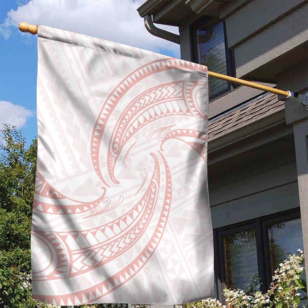 White Sunday Lotu Tamaiti Garden Flag Polynesian Wave Pastel Blush - Polynesian Pride
