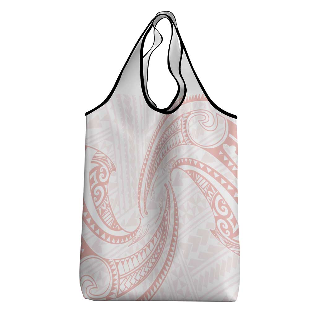 White Sunday Lotu Tamaiti Grocery Bag Polynesian Wave Pastel Blush LT9 - Polynesian Pride