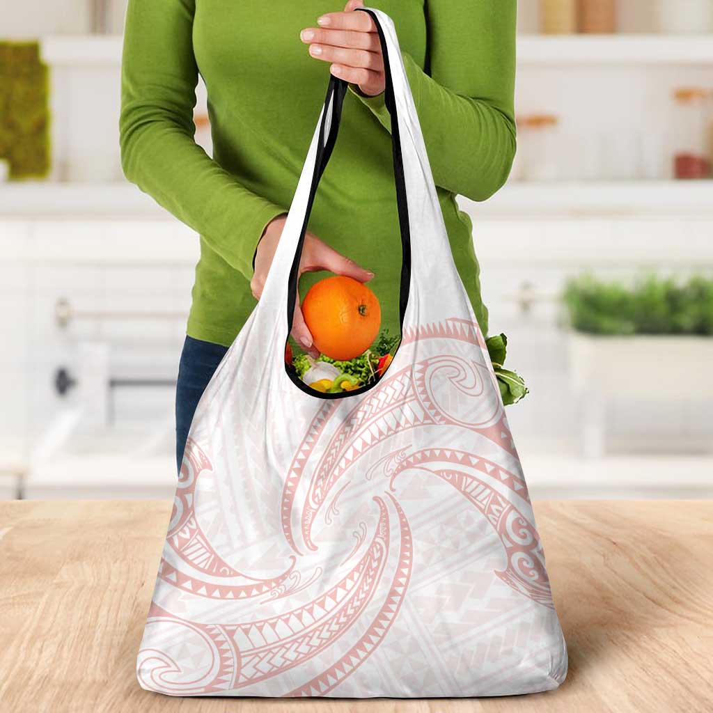 White Sunday Lotu Tamaiti Grocery Bag Polynesian Wave Pastel Blush LT9 - Polynesian Pride