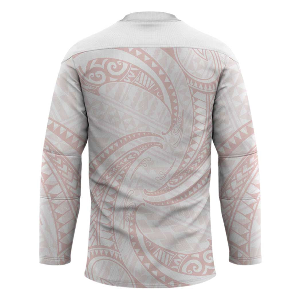 White Sunday Lotu Tamaiti Hockey Jersey Polynesian Wave Pastel Blush - Polynesian Pride