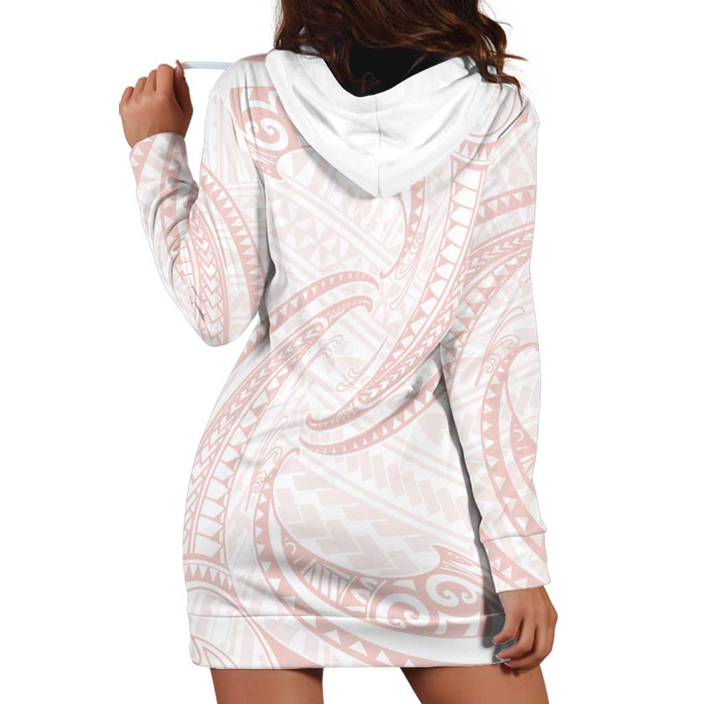 White Sunday Lotu Tamaiti Hoodie Dress Polynesian Wave Pastel Blush LT9 - Polynesian Pride