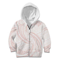 White Sunday Lotu Tamaiti Kid Hoodie Polynesian Wave Pastel Blush - Polynesian Pride