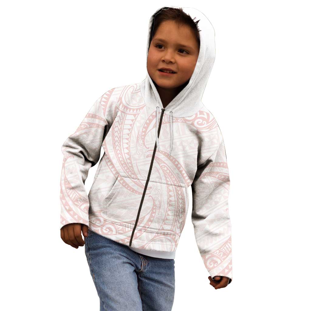 White Sunday Lotu Tamaiti Kid Hoodie Polynesian Wave Pastel Blush - Polynesian Pride