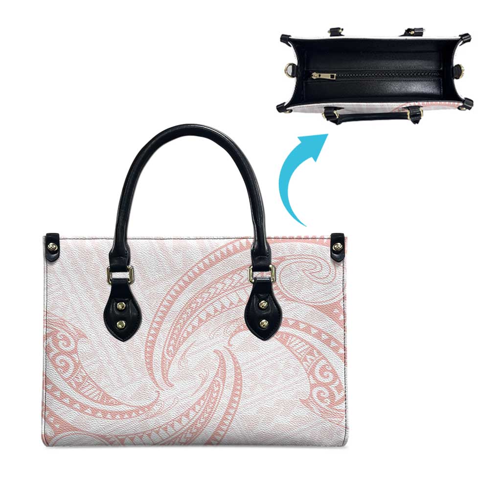 White Sunday Lotu Tamaiti Leather Bag Polynesian Wave Pastel Blush - Polynesian Pride
