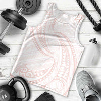 White Sunday Lotu Tamaiti Men Tank Top Polynesian Wave Pastel Blush LT9 - Polynesian Pride