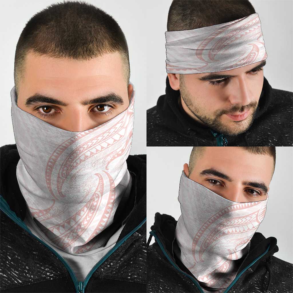 White Sunday Lotu Tamaiti Neck Gaiter Polynesian Wave Pastel Blush LT9