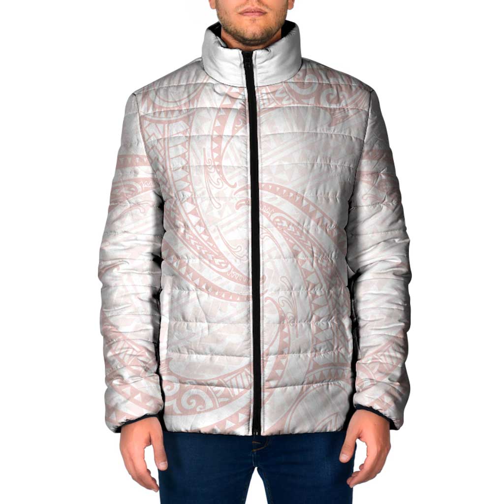 White Sunday Lotu Tamaiti Padded Jacket Polynesian Wave Pastel Blush LT9 Men Blush - Polynesian Pride