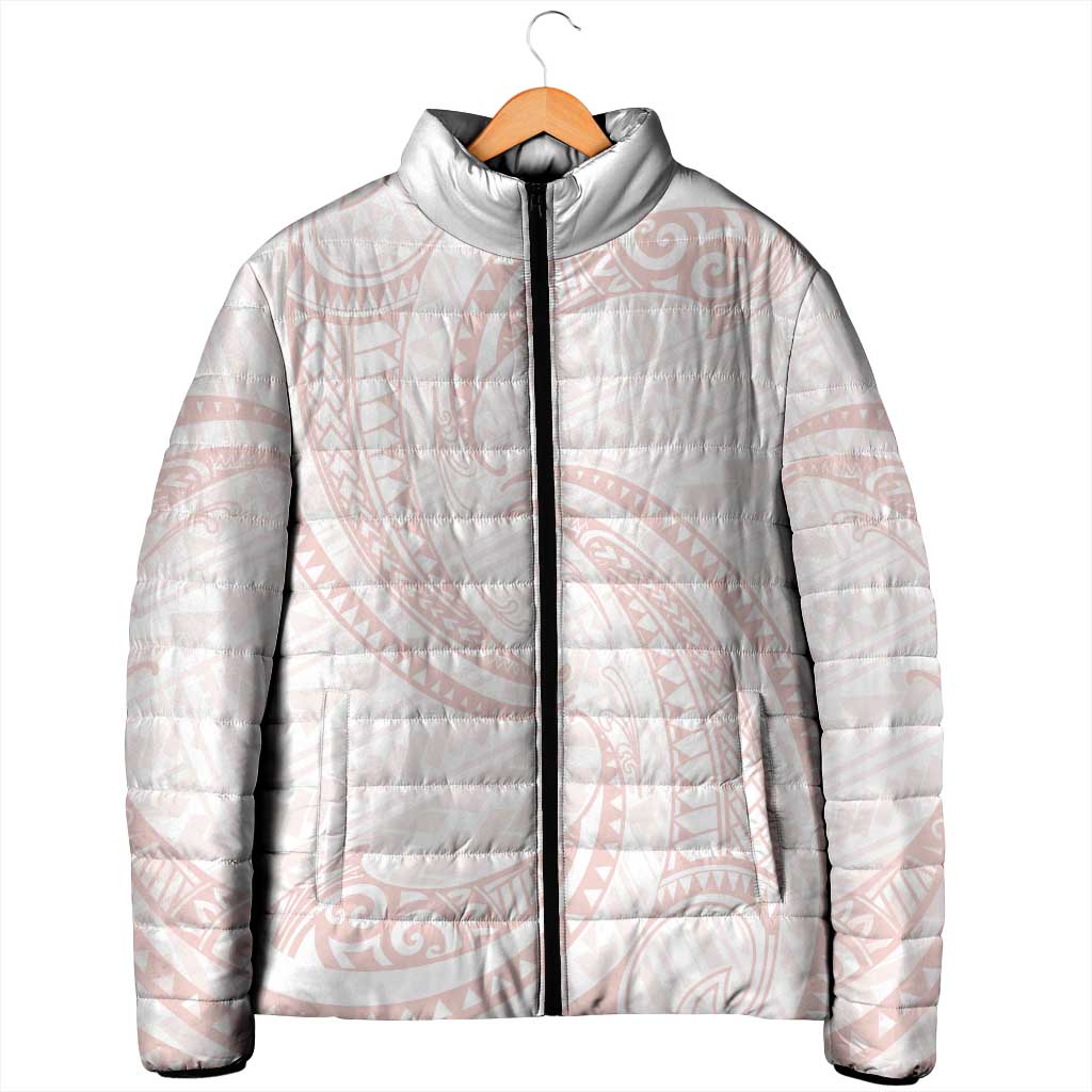 White Sunday Lotu Tamaiti Padded Jacket Polynesian Wave Pastel Blush LT9 - Polynesian Pride